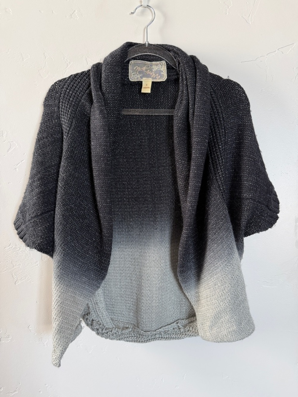 Nick & Mo Black to Gray Ombre Open-Front Cardigan